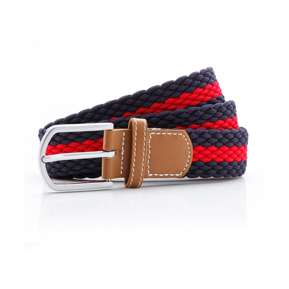 Asquith Two colour stripe braid stretch belt