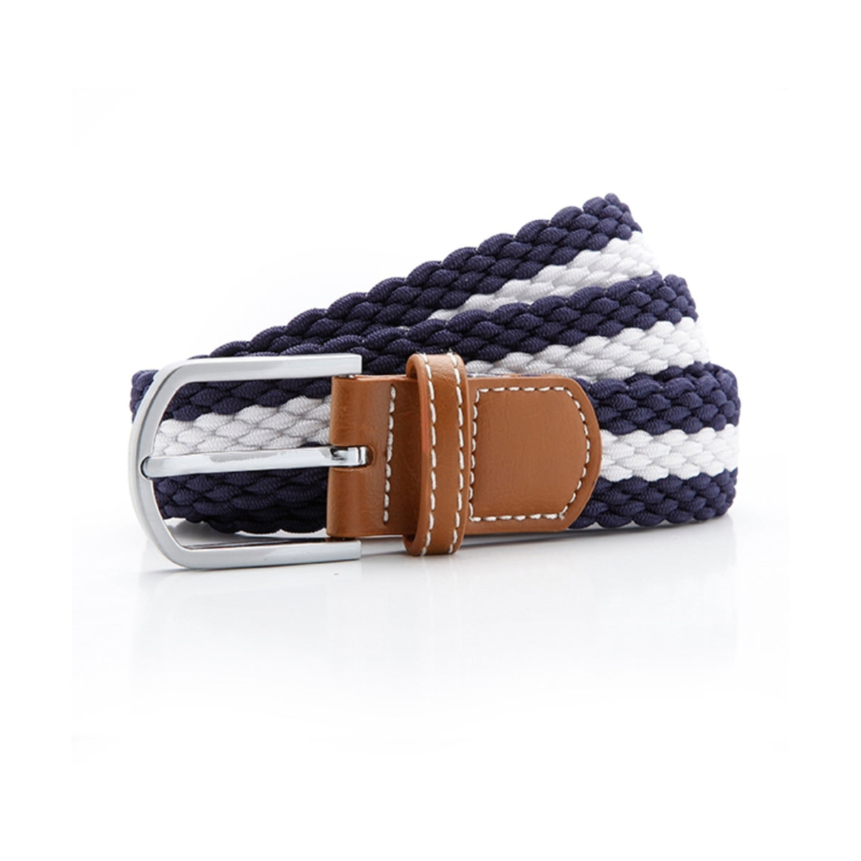 Asquith Two colour stripe braid stretch belt