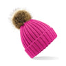 Beechfield Faux Fur Pop Pom Chunky Beanie