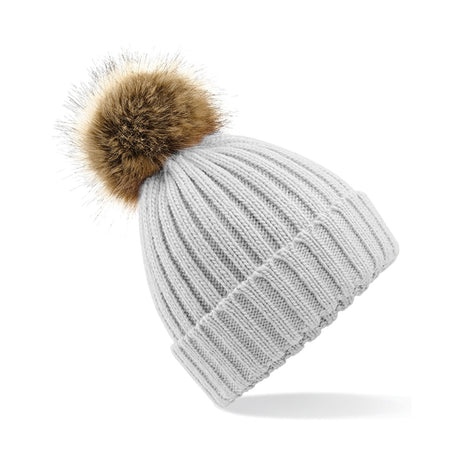 Beechfield Faux Fur Pop Pom Chunky Beanie