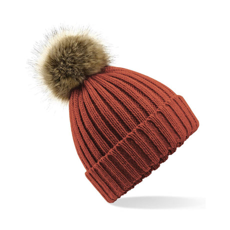 Beechfield Faux Fur Pop Pom Chunky Beanie