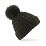 Beechfield Verbier Fur Pop Pom Chunky Beanie