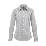 Premier Ladies Microcheck Gingham LS Cotton Shirt