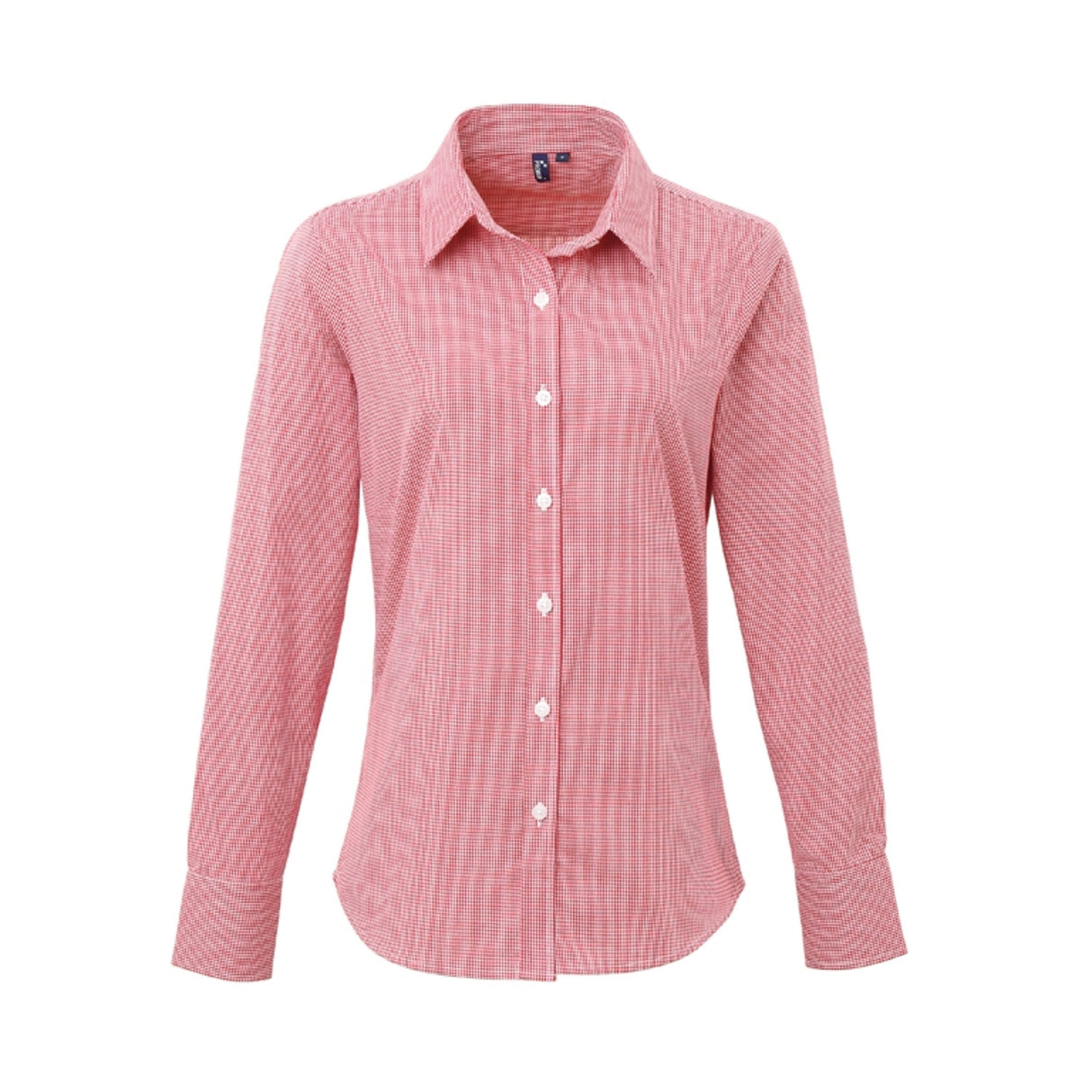 Premier Ladies Microcheck Gingham LS Cotton Shirt